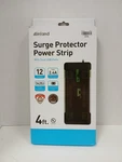 Inland 4FT Surge Protector Power Strip With 12 Outlets Dual Usb Ports, Black. Fixed Price $14.99.