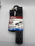Hyper Tough 6-OUTLET 2.5FT Surge Strip 500-JOULE Protection, Black. Fixed Price $5.00.