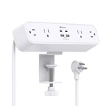 Clamp Power Strip, Desktop Mount Surge 5FT (4AC 4USB PD30W), White. Fixed Price $40.25.