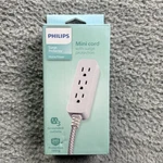 Philips Surge Protector Braided Mini Cord Power Strip 3 Outlets 6IN White New. Fixed Price $12.00.