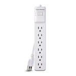 Cyberpower B602RC1 6-OUTLET Essential Surge Protector With 2' Cord, White. Fixed Price $11.99.