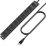 Hhsoet Magnetic Power Strip, 8 Outlet Mountable Socket, 6FT, Black. Fixed Price $42.99.