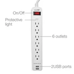 Digital Energy ENR11006 25FT 6-OUTLET 2-USB Surge Protector White. Fixed Price $62.83.