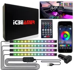 Usb Led Rgb Car Interior Atmosphere Lights - 4 Strip Bluetooth Set For Fun Vibes. Fixed Price $17.99.