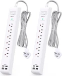 2 Pack Power Strip Surge Protector - 6 Outlets 4 Usb Charging 5 Ft, White. Fixed Price $38.51.