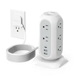 Surge Protector Power Strip Tower 10 Ft, Flat Plug Feet, White. Fixed Price $63.29.