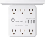 Overtop Power Charger With Shelf, Wall Outlet Extender Surge Protector 6 Ac. Fixed Price $24.99.