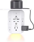Wall Outlet Extender With Shelf And Night Light, Surge Protector, 2C2A, White. Fixed Price $30.49.