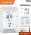 5-OUTLET Power Strip With 4 Usb Ports Surge Protector For Home, Office, School. Fixed Price $17.99.