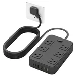 Solidock Flat Plug Power Strip Surge Protector 5 Extension Ft, Black. Fixed Price $25.34.
