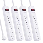 3 Ft. 6-OUTLET Power Strip Surge Protector, White (4-PACK). Fixed Price $18.20.