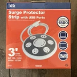 Do Best Round 4-OUTLET 4-USB 1800J White & Gray Surge Protector 3 Cord New. Fixed Price $34.99.