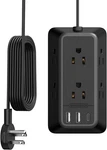 5FT Black Extension Cord, Ntonpower 1080J Flat Plug Surge Protector Strip. Fixed Price $24.99.