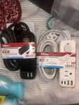 Hyper Tough 6-OUTLET Surge Protector, 4 Usb Ports, 6FT Cord, Black/white. Fixed Price $15.00.