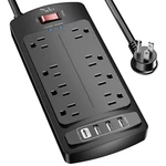 Nuetsa 6FT Power Strip, Surge Protector, 8 Outlets, 4 Usb, Flat Plug, Etl, Black. Fixed Price $25.19.