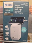Philips Surge Protector Wall Tap 6 Outlet Dual Usb Charger Removable Shelf Home. Fixed Price $8.00.