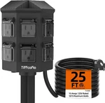 Tiffcofio Outdoor Power Strip Weatherproof, 25 Ft Extension Cord With Stake, 6 G. Fixed Price $101.66.