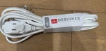 Globe "9 Foot" Fabric Indoor Extension Cord White 16/2 Gauge 3 Outlets 125V New. Fixed Price $16.50.