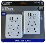 Commercial Electric 6 Outlet Surge Protector 2-PACK Usb-a Usb-c 900J. Fixed Price $14.99.