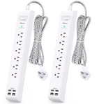 2 Pack Power Strip Surge Protector - 6 Outlets 4 Usb Charging Ports, 5FT Brai.... Fixed Price $44.65.