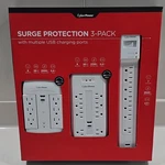 Cyberpower Surge Protector 3-PACK Usb, 8/7/6 Outlets, MP1058SSW, 2000-2700J. Fixed Price $45.00.
