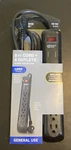 Commercial Electric 8 Ft. 6-OUTLET Surge Protector, Black. Fixed Price $19.99.