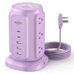 Aijoy Power Strip Tower With 9 Outlets And 5 Usb Ports (2 C), Purple. Fixed Price $37.35.