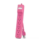 Cyber Power 6-OUTLET Surge Protector Pink 500 Joules 2FT. Fixed Price $12.95.