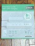 Jasco Extension Cords With Usb Charging 2 Pack 8 Feet Flat Cord- New. Fixed Price $14.40.