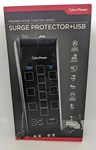 Cyberpower 12-OUTLET Surge Protect 6 Ft. Braided Cord Usb Coax, Black. Fixed Price $28.99.
