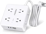 Surge Protector Power Strip - 6 Ft Flat Plug Extension Cord With 8 Widely Outlet. Fixed Price $14.81.