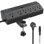 Clamp Power Strip 2 Usb Desktop Mount Outlet Charging Station, 10FT Ex.... Fixed Price $44.65.