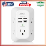 Addtam 5-OUTLET Wall Charger With 4 Ports, Usb-c, 1800J Surge Protector. Fixed Price $13.02.