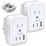 2 Pack Us To Uk Ireland Plug Adapter, Vintar Foldable Type Small, White+gray. Fixed Price $24.64.