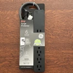 Surge Protector 6 Outlets 2FT Braided Cord Flat Plug Black Circuit Breaker. Fixed Price $14.99.