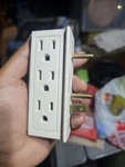 6-OUTLET Grounded Side-access Tap, White. Fixed Price $10.00.
