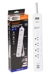 Commercial Electric 3 Ft. 4-OUTLET White Surge Protector Smart With Usb Hubspace. Fixed Price $19.99.