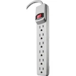(1)-WOODS Plastic 6-OUTLET White Electrical Power Strip With Ft. Cord 41367. Fixed Price $24.89.