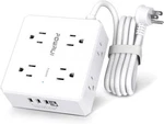 Surge Protector Power Strip - 6 Ft Flat Plug Extension Cord With 8 Widely Outlet. Fixed Price $18.04.