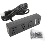 Lorell Black Under Desk Power Bar Strip 3-PLUG 120 Vac 2-USB Outlet 33993. Fixed Price $29.75.