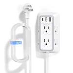 Ntonpower Strip With Flat Plug 15 Cord, Extension Ft, White. Fixed Price $38.76.