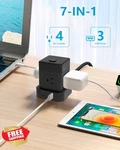 Baykul Black Power Strip Cube 4 3 Usb 5FT Cord Surge Protector. Fixed Price $34.99.