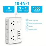 Slim Flat Plug Power Strip, Multi Ac Outlets Usb-c Charging Station, 4&10FT Cord. Fixed Price $15.99.