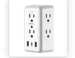 Usb Wall Charger Surge Protector, Super Electro 6 Outlet Extender With 3. Fixed Price $11.99.