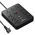 Power Strip Surge Protector With 9 Outlet 3 Usb Ports, Fireproof Desktop Char.... Fixed Price $26.17.
