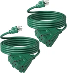 10 Ft Outdoor Tri-tap Extension Cord Splitter, Weatherproof 16/3 Sjtw Power Cabl. Fixed Price $43.99.