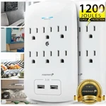 2X 6 Outlet Extender Surge Protector Usb Wall Charger Adapter Tap Etl Listed. Fixed Price $27.99.