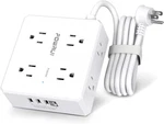 Surge Protector Power Strip - 6 Ft Flat Plug Extension Cord With 8 Widely Outlet. Fixed Price $19.35.