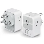 Tessan Us To India Plug Adapter 2 Pack Type Travel 4 Outlets. Fixed Price $42.90.