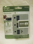 Woods 41103 3-OUTLET Light Grey Wall Tap Surge Protector Adapter 450 Joules. Fixed Price $5.50.